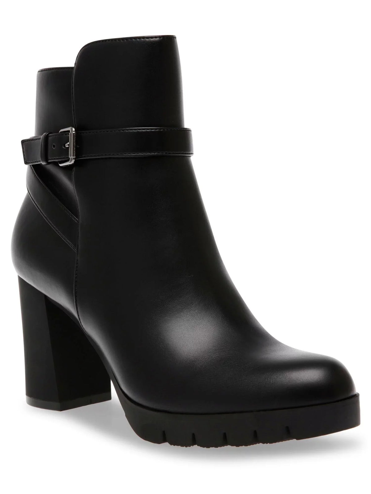 Cushioned ANNE 10.5 Accent Buckle Booties Block Zip-Up Womens KLEIN M Round Heidi outfit Black Heel Toe