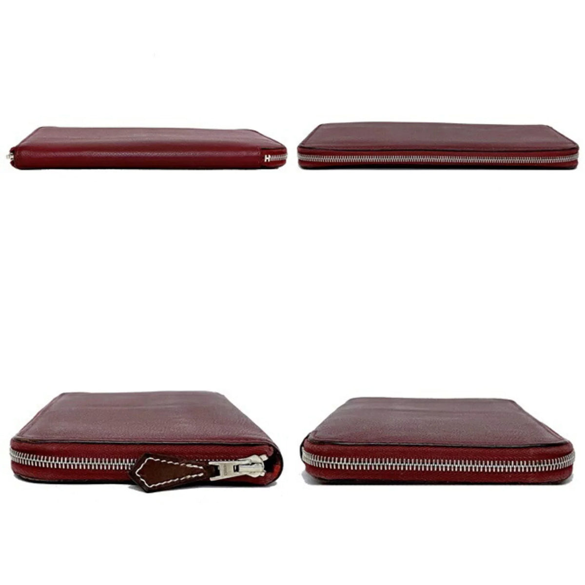 Silk Leather Glenat Rouge Azap In HERMES Long Ladies Pre-Owned Wallet Bordeaux Hermes (Good) Epson Round