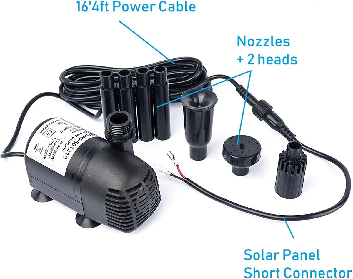 Pack 410GPH, Pond, DC Brushless Aquarium Solar 12V Pump, 24V 1 410GpH - for Submersible Fish liquid Fountain, and