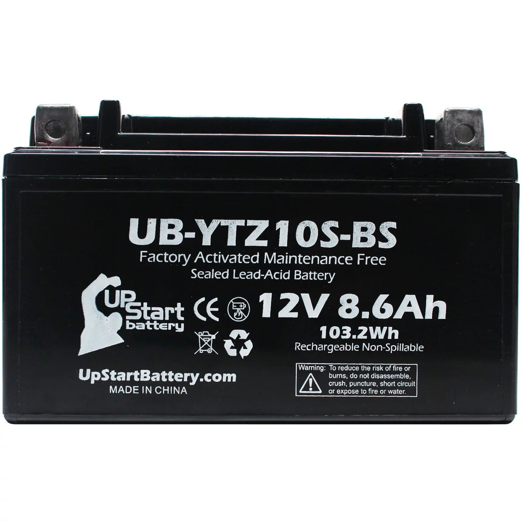 Motorcycle 12V, Yamaha 1000CC YZF-R1 8.6Ah, UpStart - 5-Pack UB-YTZ10S-BS Battery Battery Factory Replacement Free, Maintenance for Activated, 2011