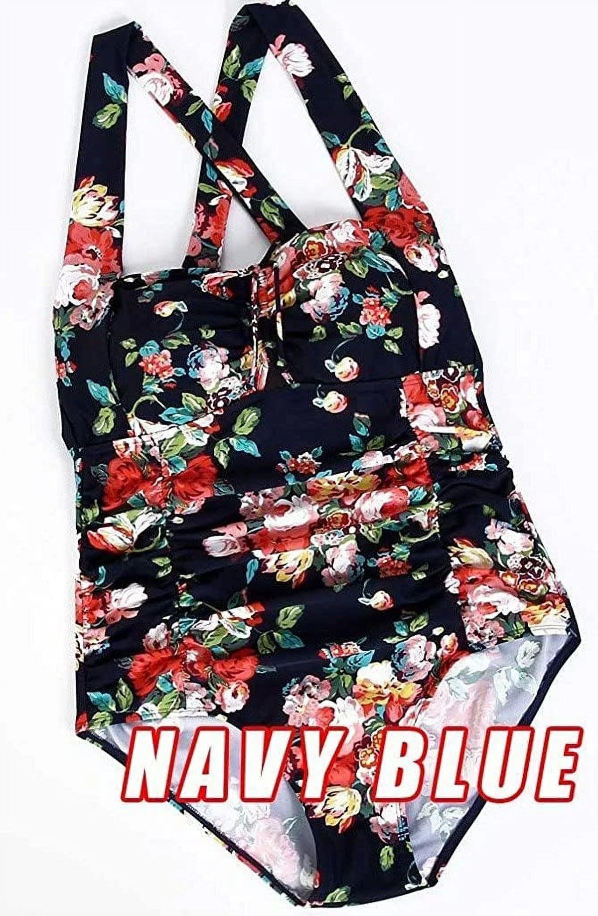 Control Ruched Vintage QZUnique Plus dimension One Swimwear Bathing Tummy Women's Swimsuit Piece Halter Suit Monokini