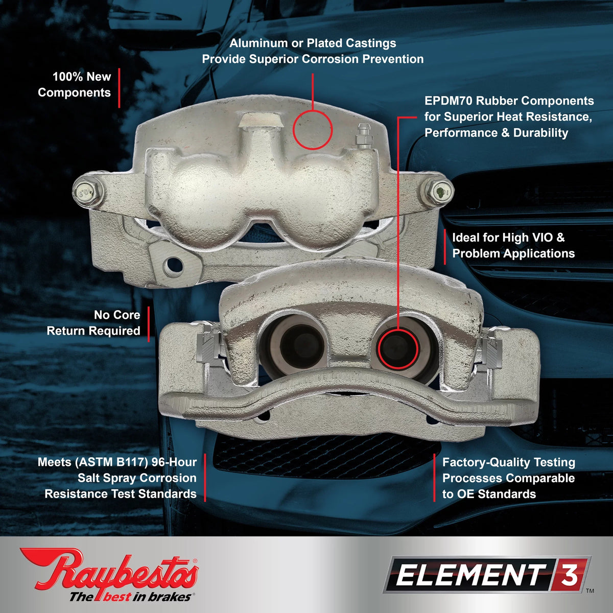 Element3 CHEVROLET MALIBU select: Fits 2014-2016 Raybestos New LIMITED Calipers CHEVROLET MALIBU, 2016 Plated