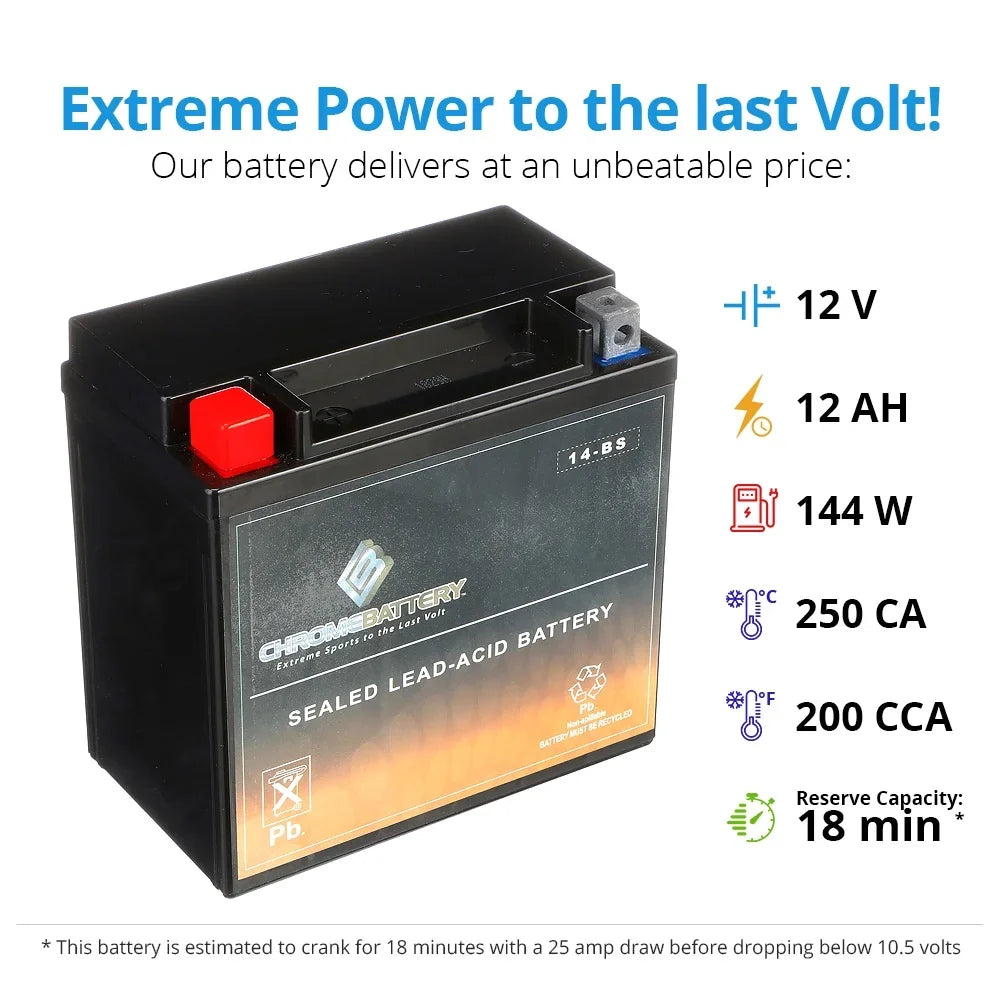 2009 Zg1400 Abs Ytx14-Bs for Chrome Battery Battery 1400Cc Kawasaki Motorcycle Concours,