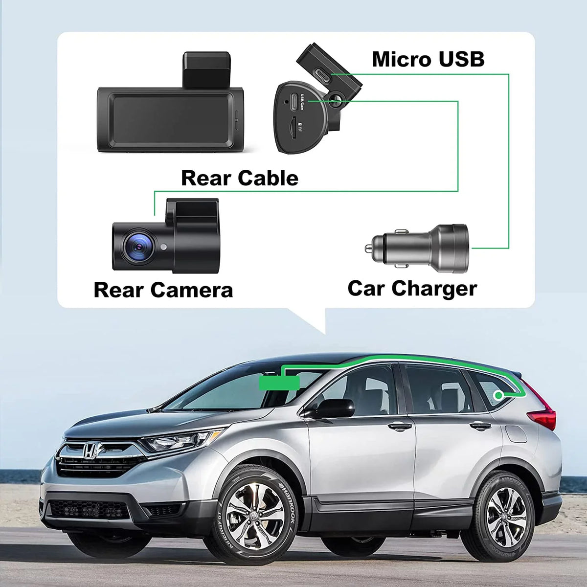 Built-in Record Dash Dash Vision, Dual Dash 2.5K+1080P Super Yeecore G-Sensor, and Portable Dam, Rear, App Magnetic Mount, WiFi Camera GPS, for D32 Mode, Night Front Cam Control, Parking Cars Accident