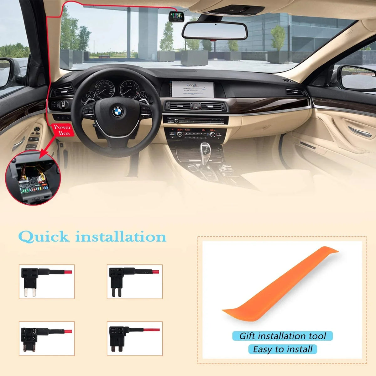 to 12V-24V ro 5V Hard Kit Dashcam, Car USB Kit, Hardwire Wire for Cord, Power Cam Camera Dash Plozoe Dash Charger