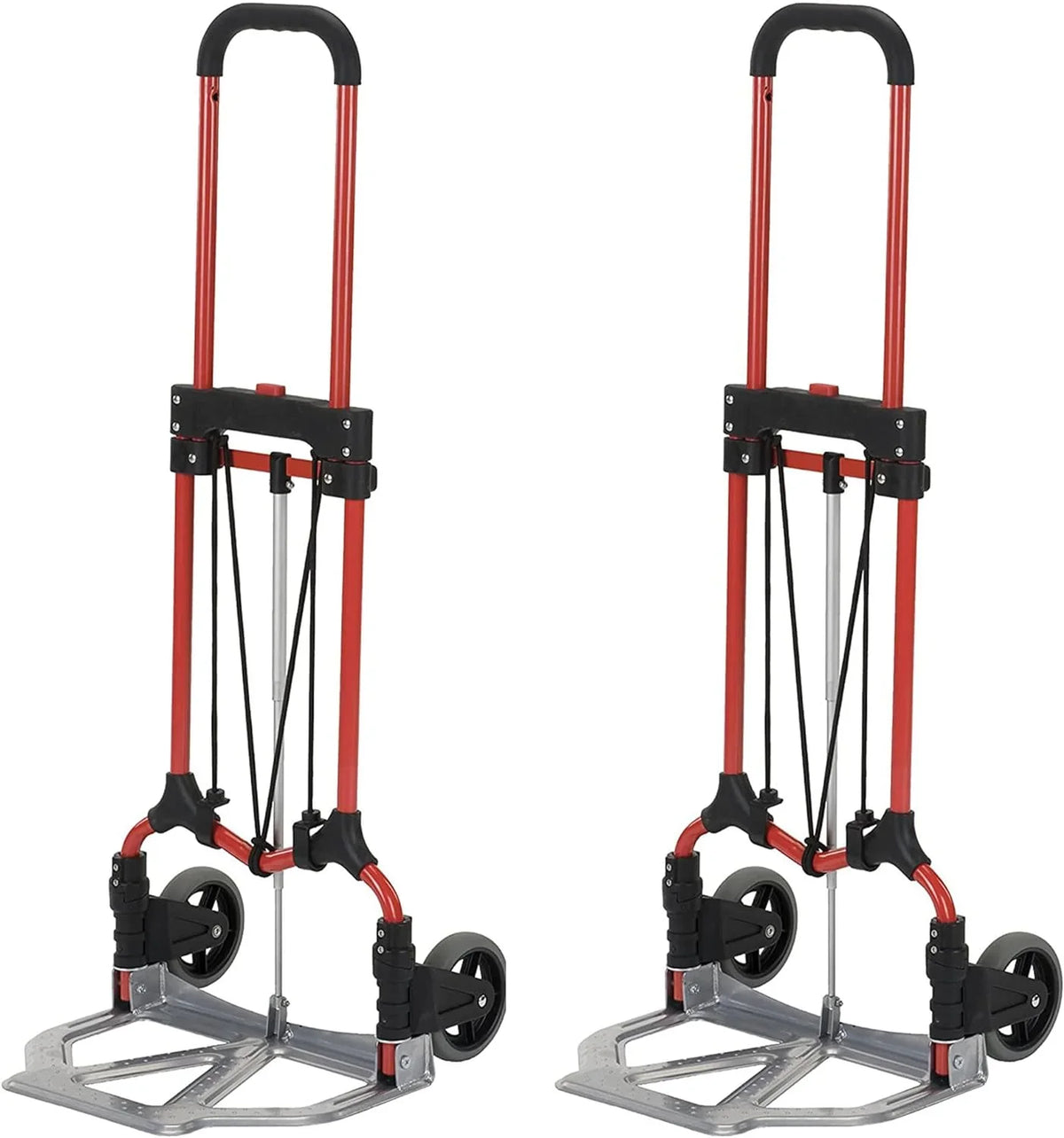 W/Telescoping Truck Steel Cart (4 160Lb Hand Personal Handle, Luggage Pack) Silver/Black MCI Capacity Folding