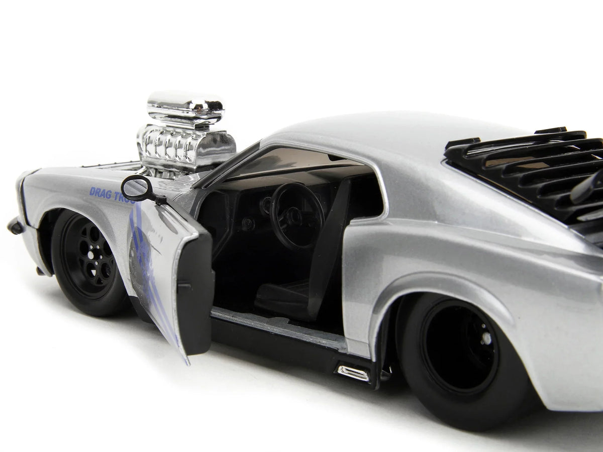 Car Drag 1/24 Trooper Mustang - Jada Metallic Highway Diecast Boss Drag by 1970 Muscle Series Model Bigtime 429 Silver