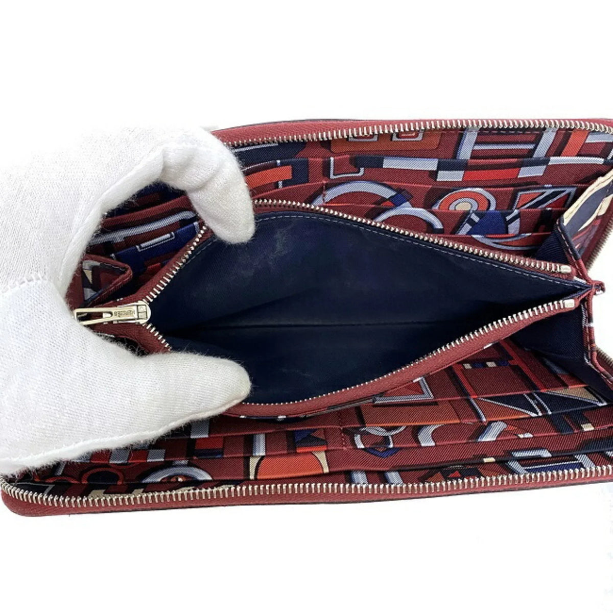 Silk Leather Glenat Rouge Azap In HERMES Long Ladies Pre-Owned Wallet Bordeaux Hermes (Good) Epson Round