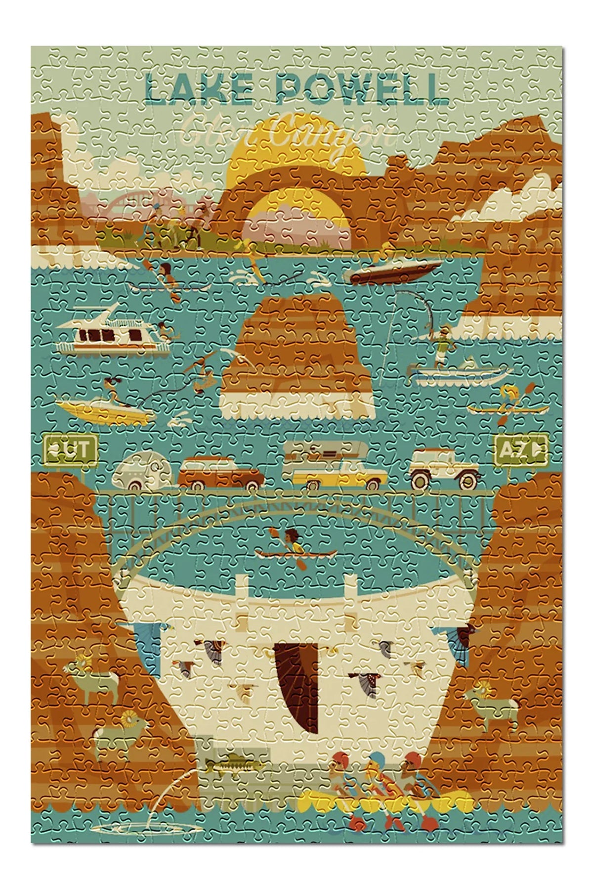 (19x27 500 Family, Adults Lake Piece Puzzle for and Arizona, Powell, Geometric Premium Dam, in Made inches, USA) Jigsaw Canyon Glen