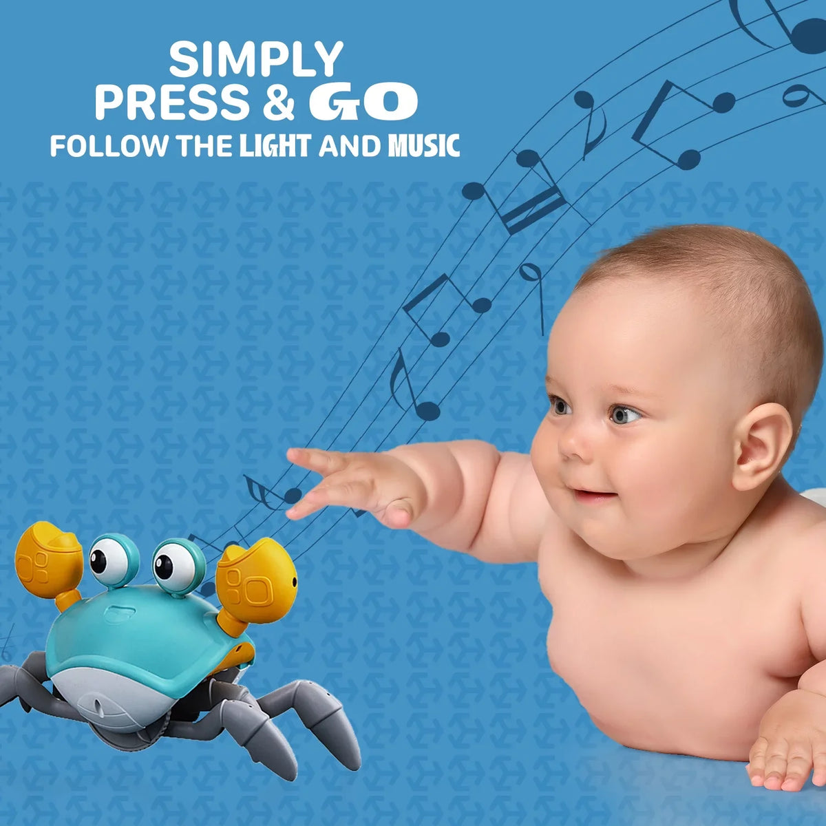 Built-in Baby Gift Walking Music 12 8 6 And Toddlers 3 & Alyvia Toy For Kids & 10 11 5 Birthday Months Learning Christmas 4 Crawl Old Tummy Ideal & 36 - Time 9 Light 7 With Crab