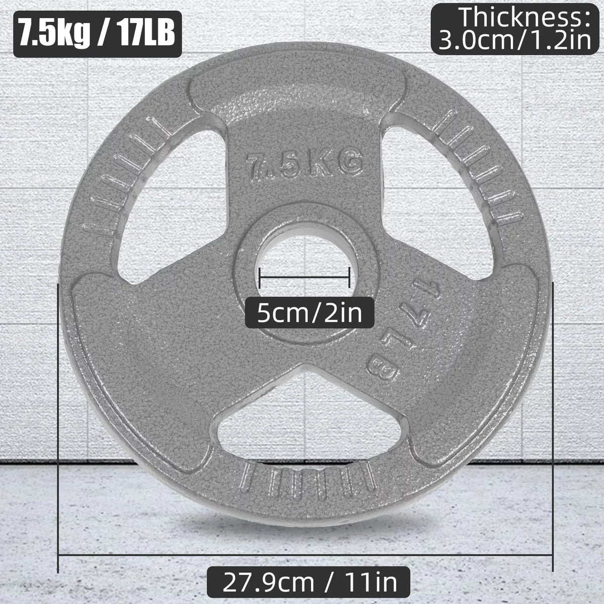 17LB Olympic 2 Weightlifting, Plate Weight Cast Iron Olympic Pack Strength Standard and or Training Plates, for