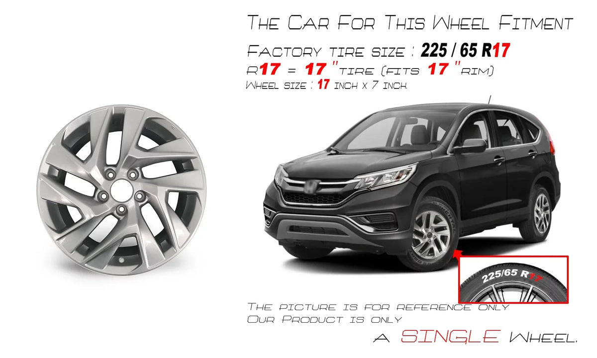 Automotive Twisted grade Wheel Rim for x CR-V Honda Silver 2016 2015, Velospinner Replacement Brand Alloy spoke 17" OEM New 7" Single 64069A