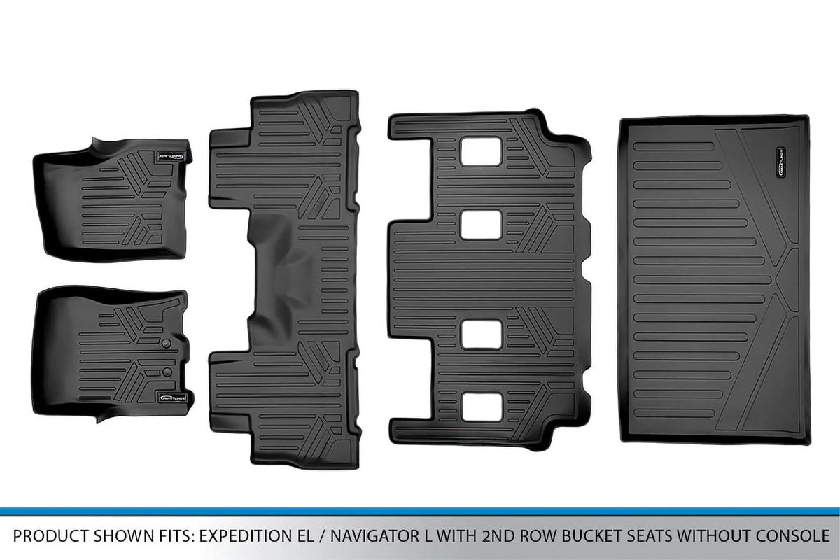 Expedition, Row Smartliner Set Cargo Liner without for 2011-2017 & Floor Mats Bucket SA0183-B0303-C0186-E0185 Black Console 2nd Seats with