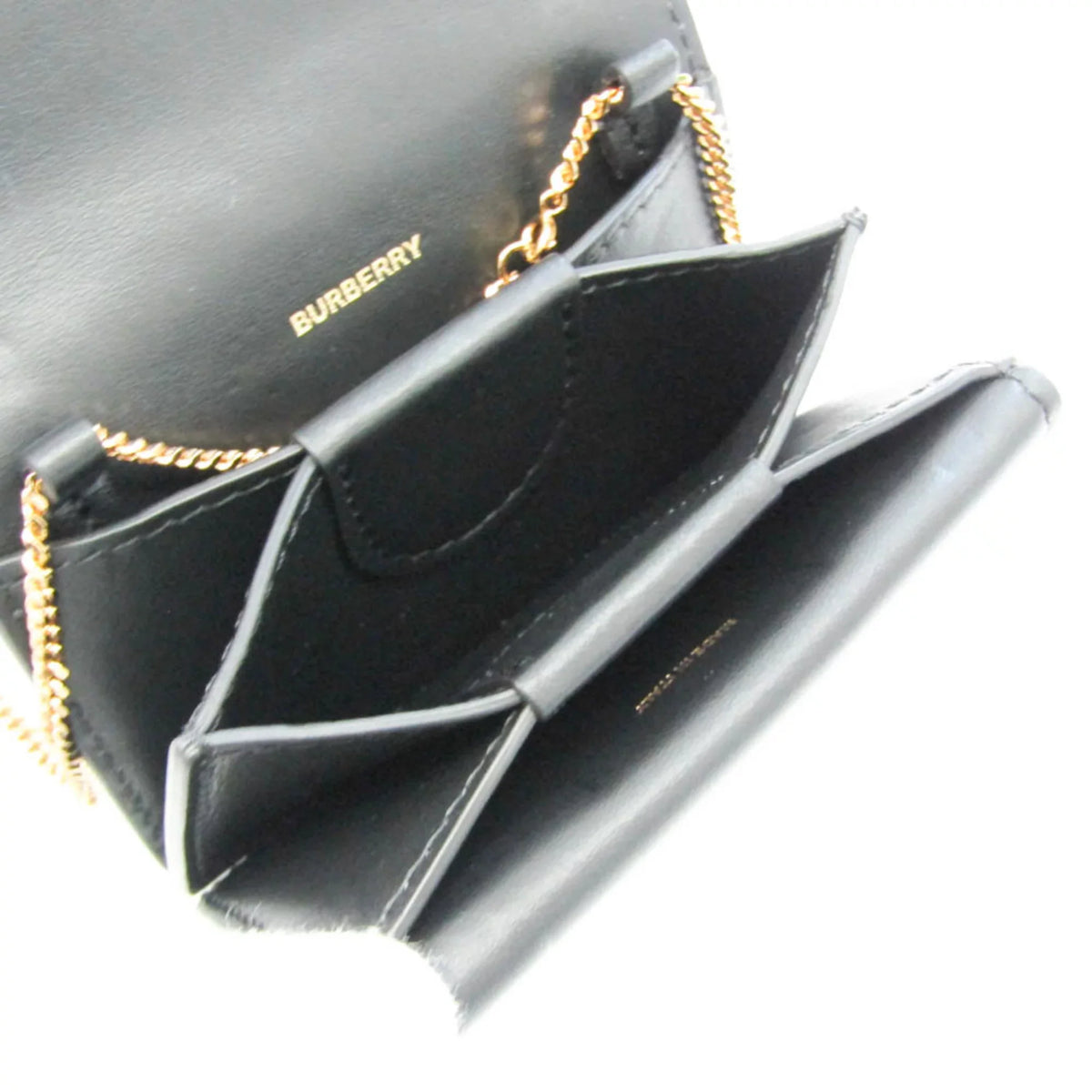 Case Leather Chain Card Case Coin 8011333 (Good) Pre-Owned Burberry Black